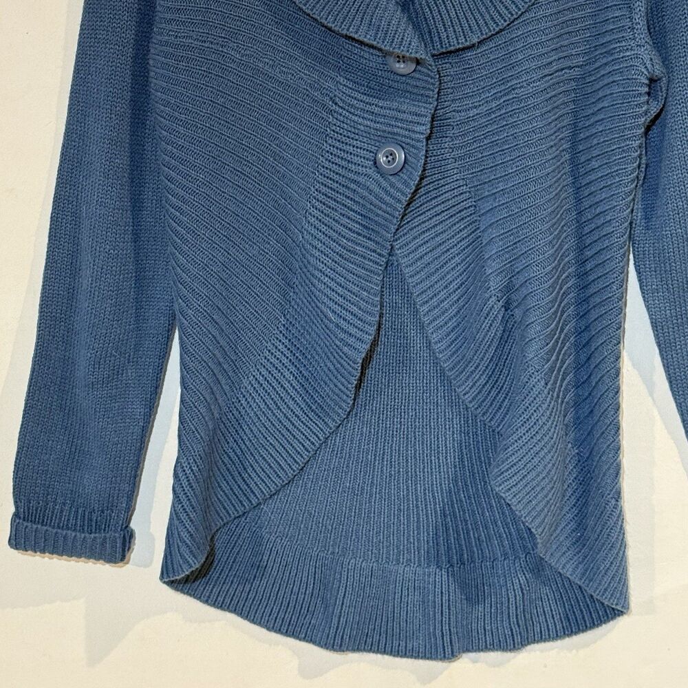 Women’s Motto Blue Shawl Collar Cardigan Sweater Size S Acrylic Wool - Picture 10 of 16